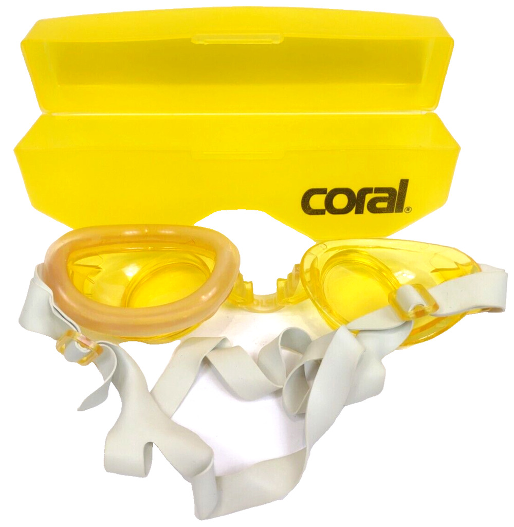 CORAL Swim Rubber Goggles and Case Missing Parts - Yellow